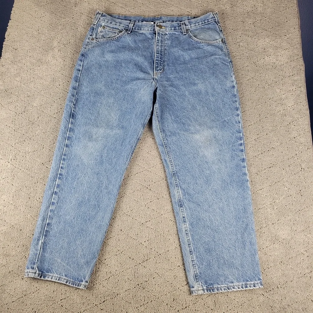 Carhartt Jeans Mens 40x28 Blue Relaxed Fit Medium Wash Workwear Denim
